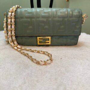 Fendi Bifold Leather Wallet Mint Green